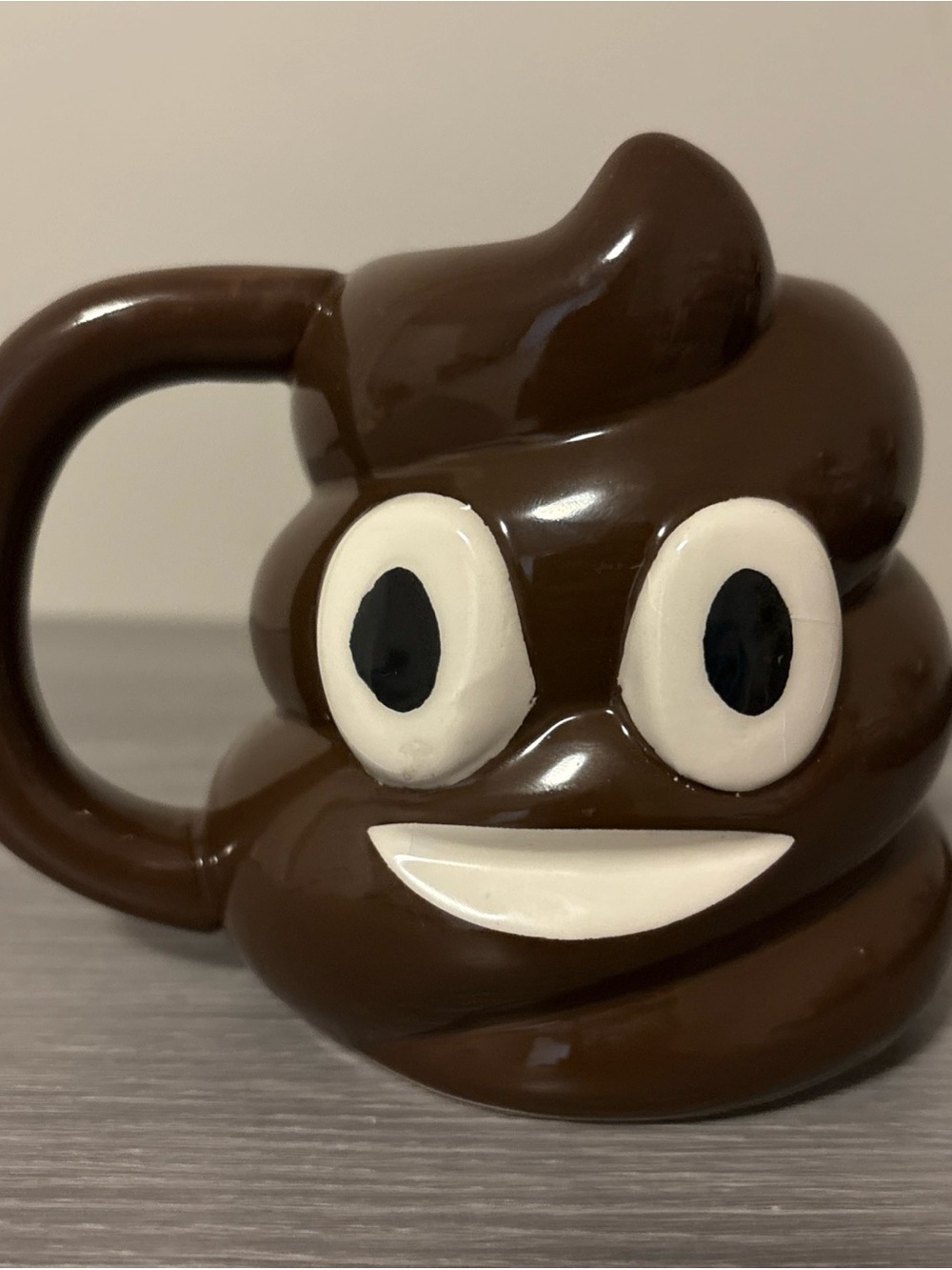 Playful Brown Emoji Ceramic Coffee Mug with Smiling Face